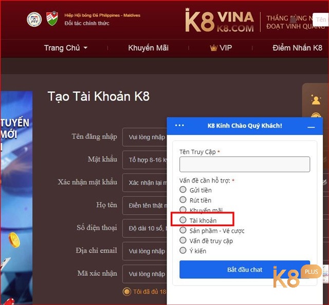 Hướng dẫn cách đăng ký tài khoản k8 về máy