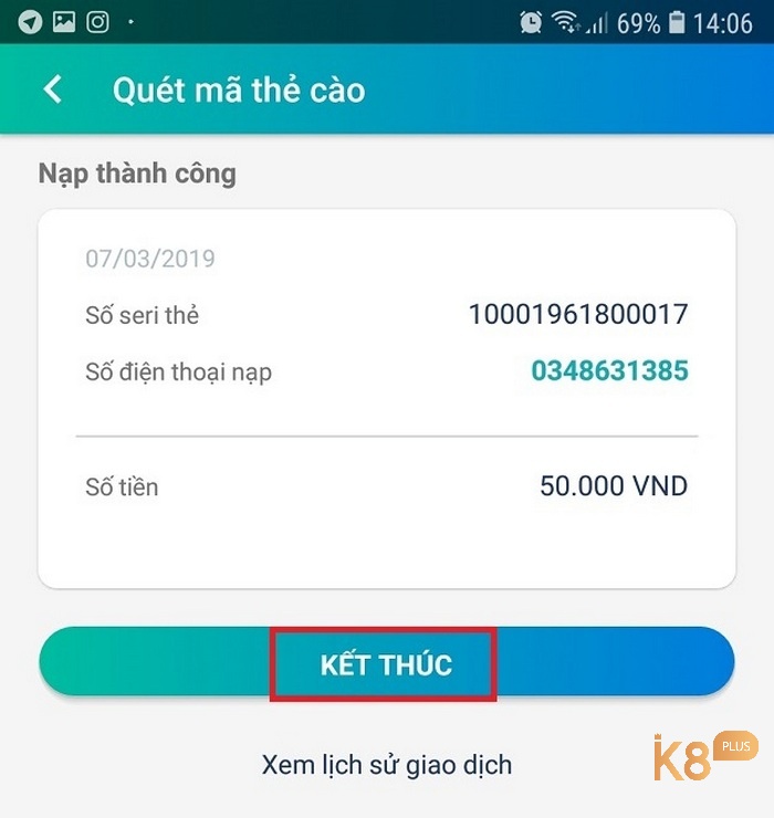 bước 4 của quét mã qr nạp thẻ viettel pay