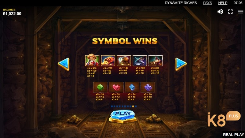  Dynamite Riches demo có đồ họa tuyệt vời như mong đợi đi kèm với nhạc nền phương Tây 