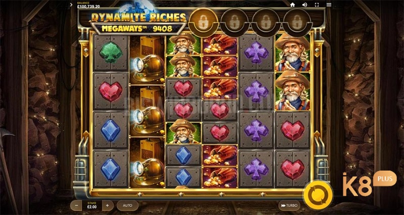 Có vàng xuất hiện khắp mọi nơi khiến khung cảnh Dynamite Riches demo thú vị