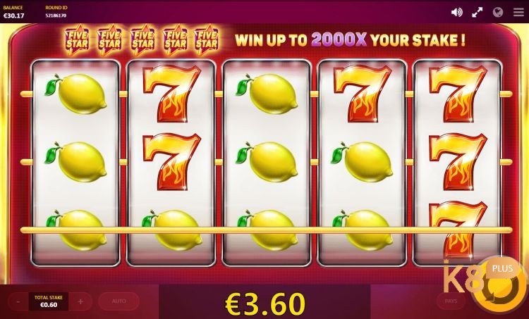 Trò chơi Five Star casino được phát hành bởi Red Tiger Gaming