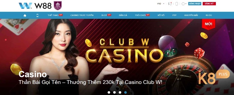 Tỷ lệ trả thưởng tại W88 casino cao với mức cược đa dạng