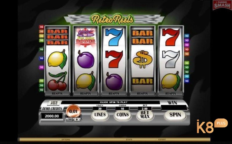 Retro Reels slot là một trò chơi slot video 5 cuộn 20 dòng 