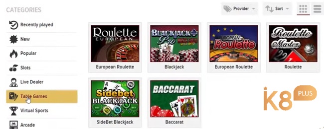 Đa dạng table games như Baccarat, Roulette, Blackjack, European Roulette