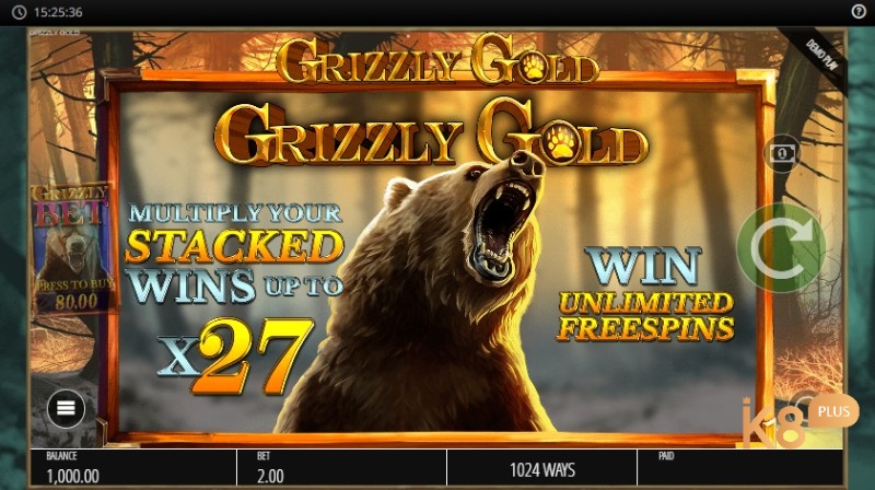 Grizzly Gold slot có hệ số nhân lên tới x27 cùng với số vòng quay miễn phí không giới hạn