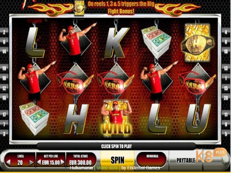 Hulkamania slot đấu vật cùng đô vật huyền thoại Hogan