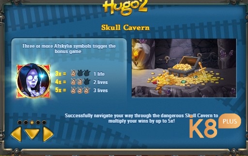 Skull Cavern được kích hoạt khi xuất hiện từ ba biểu tượng mụ phù thuỷ