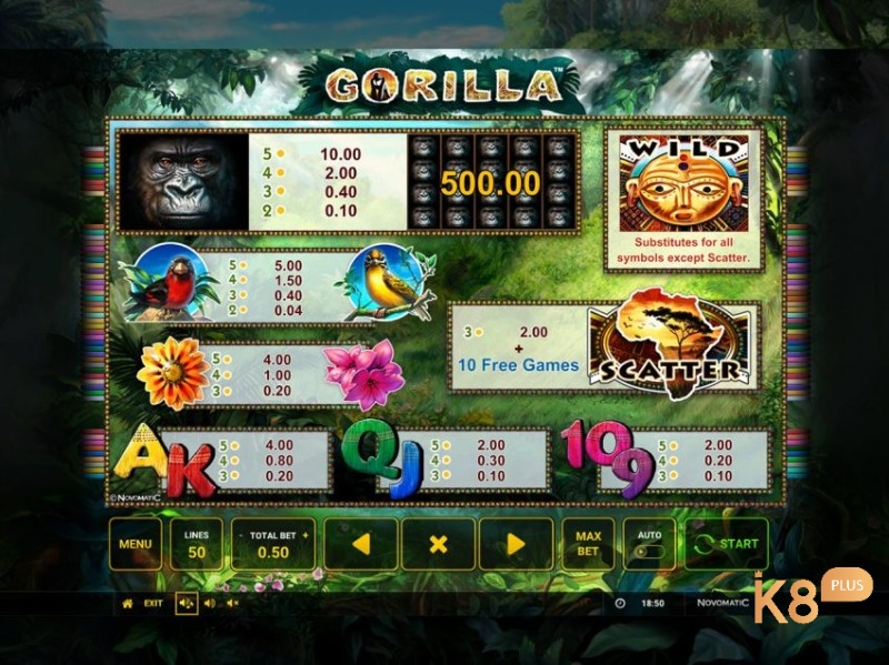 Các biểu tượng trong Gorilla slot đều tái hiện chủ đề thiên nhiên khá rõ nét